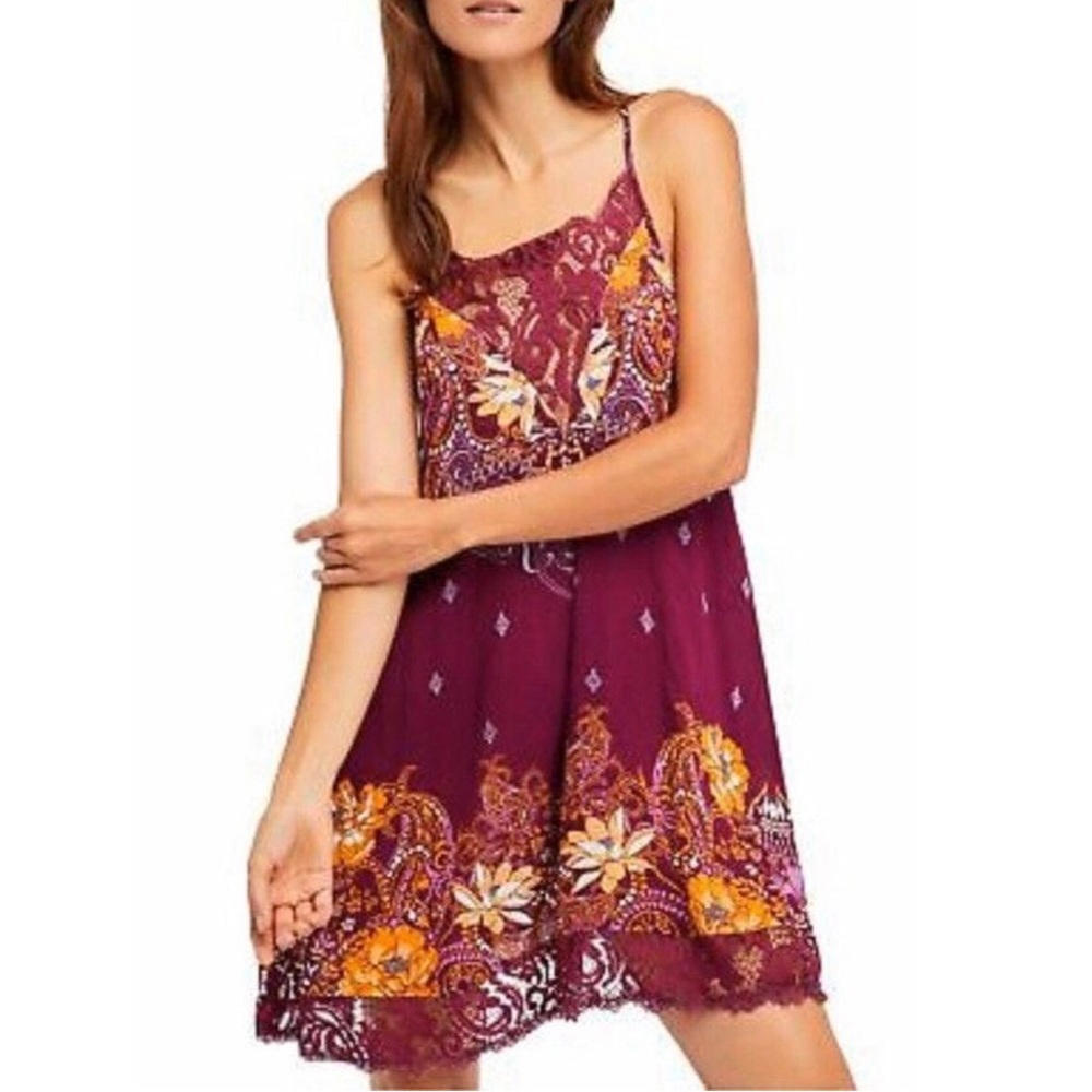 Free People “Who’s Sorry Now” print slip dress